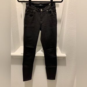 7 for all mankind ankle skinny in coated black